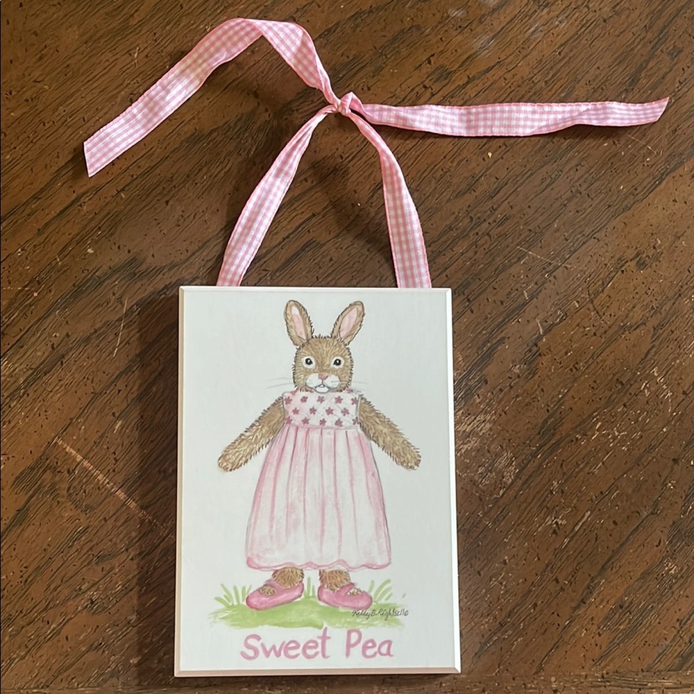 Kelly B. Rightsell Designs Wooden Wall Art with Pink Ribbon